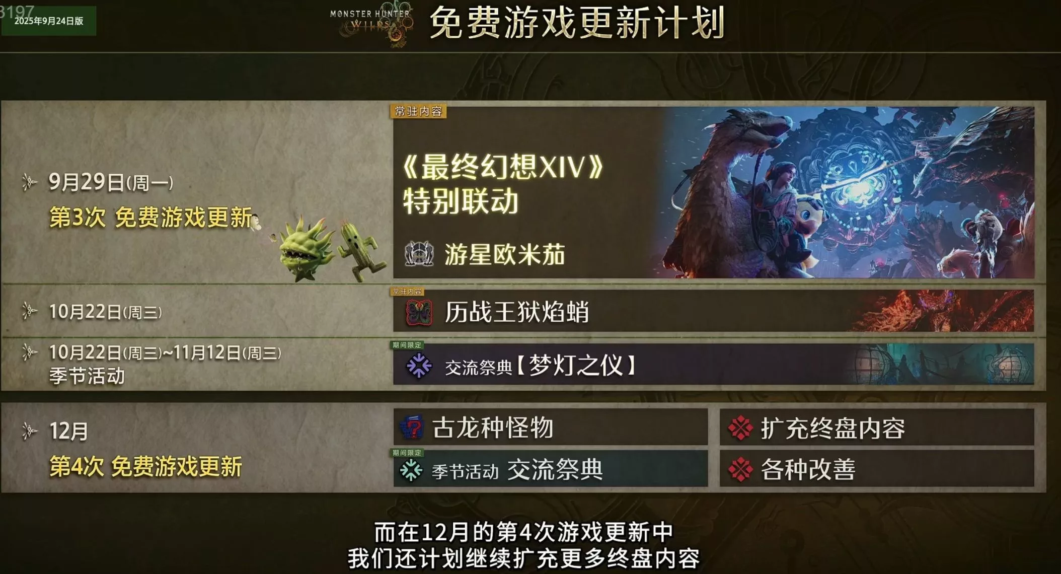 《怪物猎人荒野》第四弹免费更新12月上线 古龙回归