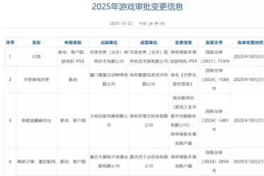 10月游戏版号出炉:明日方舟端游与幻塔PS5版正式过审