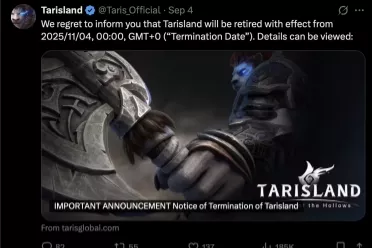 腾讯《塔瑞斯世界》国际服正式停运 上线仅一年半