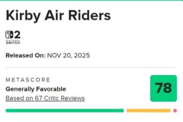 《星之卡比：天空骑士》M站78分：远超《马车世界》！