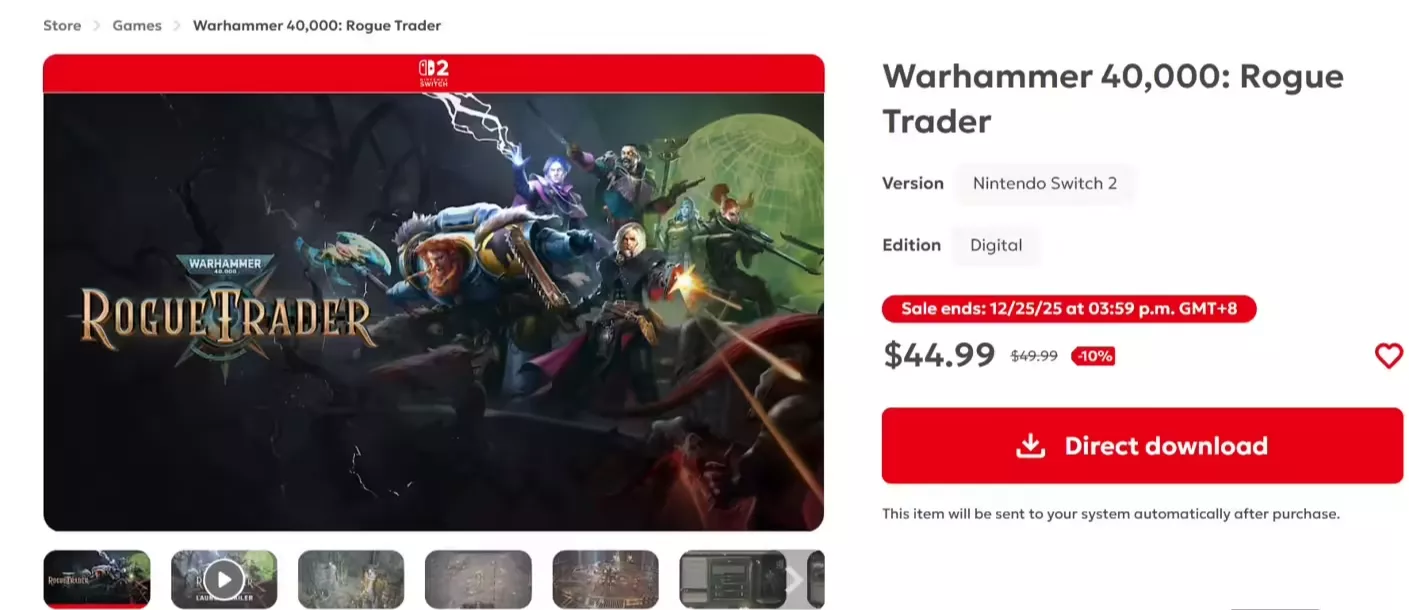 太空史诗CRPG《战锤40K：行商浪人》登陆Switch 2平台