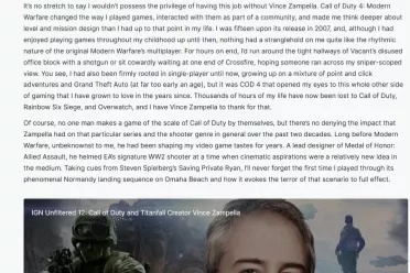 IGN编辑写给赞佩拉的感言：我们报道传奇也被传奇塑造