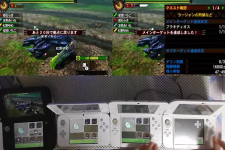 日本玩家《怪物猎人4G》1人同时4台主机秀极限操作
