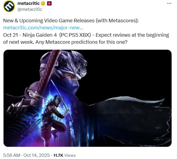 M站预热《忍者龙剑传4》媒体评分：多数玩家预测84分！