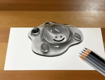 超写实！画师用铅笔绘制《勇者斗恶龙》金属史莱姆